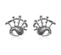 Alexander Castle Boucles D'oreilles Cornemuse Écossaise en Argent Sterling 925 puces d'oreilles 9mm x 9mm avec Coffret Cadeau Bijoux
