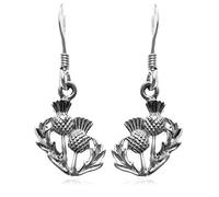 Alexander Castle Boucles D'oreilles Pendantes en Argent Sterling 925 Motif Chardon Écossais 12mm x 10mm Présentées dans un Coffret Cadeau Bijoux