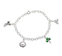 Alexander Castle Bracelet à breloques irlandais en argent sterling avec breloques Leprechaun, Claddagh, trèfle et Trinité Livré dans une boîte cadeau