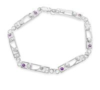 Alexander Castle Charles Rennie Mackintosh Bracelet pour femme en argent sterling 925 avec oxyde de zirconium violet 19,1 cm