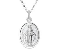 Alexander Castle Collier Catholique avec Médaille Miraculeuse en Argent Sterling 925 - Médaille Miraculeuse de 16mm x 12mm - Chaîne en Argent de 45cm et Coffret Cadeau Bijoux