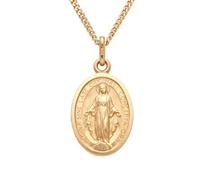 Alexander Castle Collier Catholique pour Femme en Or Massif 9 Carats avec Médaille Miraculeuse 16mm x 13mm - Chaîne en Or 9 Carats de 45,7cm et Coffret Cadeau Bijoux - Finition Mate