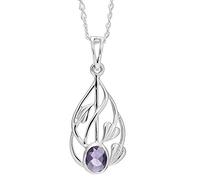 Alexander Castle Collier Charles Rennie Mackintosh en Argent Sterling 925 et Améthyste pour Femmes et Adolescentes avec Chaîne en Argent de 45,7 cm et Coffret Cadeau Bijoux - 23 mm x 11 mm