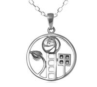 Alexander Castle Collier Charles Rennie Mackintosh en Argent Sterling 925 pour Femmes et Adolescentes avec Chaîne en Argent de 45,7 cm et Coffret Cadeau Bijoux - 20 mm
