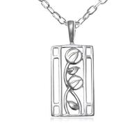 Alexander Castle Collier Charles Rennie Mackintosh en Argent Sterling 925 pour Femmes et Adolescentes avec Chaîne en Argent de 45,7 cm et Coffret Cadeau Bijoux - 20 mm x 10 mm