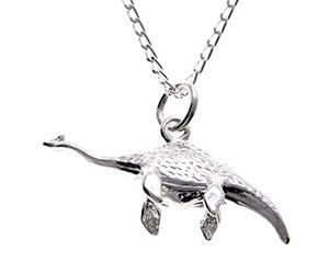 Alexander Castle Collier Dinosaure Plésiosaure en Argent Sterling 925 Monstre du Loch Ness - Pendentif 30mm x 12mm - Cadeau Écossais pour Femmes avec Coffret à Bijoux