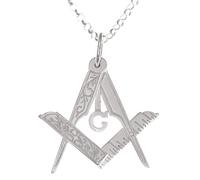 Alexander Castle Collier en argent sterling 925 pour homme avec pendentif franc-maçon pliable - Collier carré et boussole avec chaîne en argent de 50,8 cm et boîte cadeau