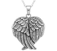Alexander Castle Collier Médaillon Ailes D'ange en Argent Sterling 925 pour Femmes et Filles - Médaillon 2 photos - 25 mm x 25 mm - Chaîne en Argent de 45 cm - Coffret cadeau
