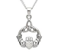 Alexander Castle Collier Pendentif Celtique Claddagh en Argent Sterling 925 motif Nœud de la Trinité Irlandais pour Femme - Bijou Celtique avec Coffret Cadeau - 24mm x 16mm
