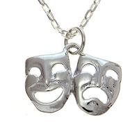Alexander Castle Collier Pendentif Masques de Comédie et de Tragédie en Argent Sterling 925 avec Chaîne en Argent de 45,7 cm et Coffret Cadeau Bijoux