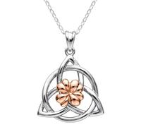 Alexander Castle Collier Pendentif Trèfle en Argent Sterling 925 avec Nœud Celtique et or Rose - Bijou Celtique avec Chaîne de 457 cm et Coffret Cadeau - 23mm x 23mm