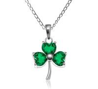 Alexander Castle Collier Pendentif trèfle Irlandais Celtique en Argent Sterling 925 pour Femme - Bijou Celtique avec Chaîne en argent de 45 cm et Coffret Cadeau - Émeraude synthétique - 16mm x 12mm