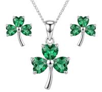 Alexander Castle Ensemble boucles d'oreilles et collier celtiques en argent sterling 925 avec motif trèfle irlandais pour femme avec coffret cadeau - Parure de bijoux irlandais, Argent sterling, Perle