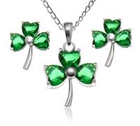 Alexander Castle Ensemble boucles d'oreilles et collier celtiques en argent sterling 925 avec motif trèfle irlandais pour femme avec coffret cadeau - Parure de bijoux irlandais, Argent sterling, Perle