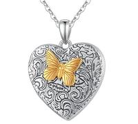 Alexander Castle Médaillon en argent sterling 925 pour femme - 2 médaillon photo - 25 mm x 25 mm plaqué or avec chaîne en argent de 45,7 cm et boîte cadeau
