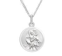Alexander Castle Petit Pendentif Réversible Saint Christophe En Argent Sterling 925-14 Mm, Chaîne En Argent Sterling De 45 Cm Et Coffret Cadeau Bijoux - Cadeau De Baptême