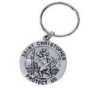 Alexander Castle Porte-clés de voiture réversible en argent sterling 925 St Christophe avec boîte cadeau, Argenté., taille unique