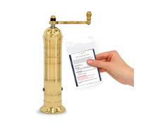 Alexander Home Moulin à poivre grec original en laiton 20,3 cm - Moulin à poivre manuel européen rechargeable avec chiffon de nettoyage