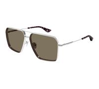 Alexander McQueen Homme Alexander McQueen AM0500S 002 Lunettes de soleil Métal Argent Marron Pilote
