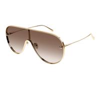 Alexander McQueen Unisex Alexander McQueen AM0481S 002 Lunettes de soleil Métal Or Marron Pilote