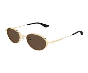 Alexander McQueen Unisex Alexander McQueen AM0523S 002 Lunettes de soleil Acétate Or Marron Ronde