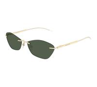 Alexander McQueen Unisex Alexander McQueen AM0525S 003 Lunettes de soleil Acétate Or Vert Géométrique