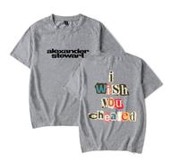 Alexander Stewart T-shirt à manches courtes avec inscription « I Wish You Cheated », Gris/JA92333, S