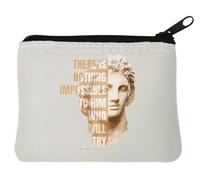 Alexander The Great There is Nothing Impossible to Him Who Will Try Pochette porte-monnaie en néoprène Blanc 10 x 11 cm
