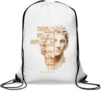 Alexander The Great There Is Nothing Impossible To Him Who Will Try Sac de gym décontracté avec cordon de serrage Blanc