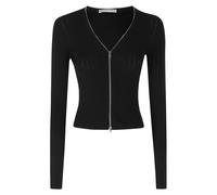 Alexander Wang - Cardigan en maille pointelle à col en V - Femme - Pulls - Noir - Taille: 38 FR