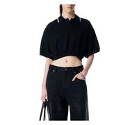 Alexander Wang - Polo Court Côtelé et Ajusté - Femme - Tops - Noir - Taille: 40 FR