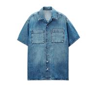 Alexander Wang - Robe chemise mini carrée à manches courtes - Femme - Robes - Bleu - Taille: 40 FR