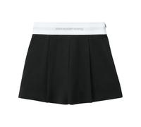 Alexander Wang - Short plissé taille haute avec élastique logo - Femme - Shorts - Noir - Taille: 38 FR
