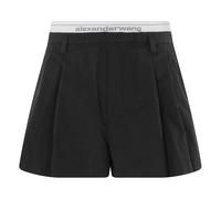 Alexander Wang - Short Short à Taille Haute avec Logo Élastique - Femme - Shorts - Noir - Taille: 34 FR