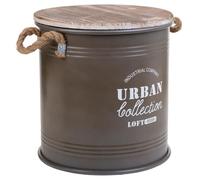 Alexandra House Living Boîte de Rangement avec Couvercle Urban Marron Chanvre Métal Bois d'épicéa 35 x 35 x 37 cm avec poignées Rondes