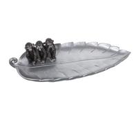 Alexandra House Living Centre de Table argenté Plastique Feuille singes 12 x 18 x 44 cm