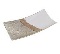 Alexandra House Living Centre de Table Blanc doré argenté céramique 9 x 37 x 18 cm