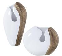 Alexandra House Living Lot de 2 vases Blanc doré en céramique Brillante 24 x 24 x 42 cm (2 pièces)