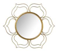 Alexandra House Living Miroir Mural doré métal Fleur 2 x 68 x 62 cm