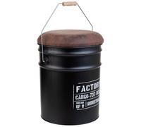 Alexandra House Living Seau Noir Chanvre métal Bois de Sapin 35 x 31 x 40 cm avec Couvercle avec poignée