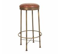 Alexandra House Living Tabouret Marron Cuir Laiton Fer 41 x 82 x 41 cm