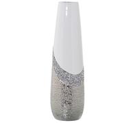 Alexandra House Living Vase Blanc argenté céramique Brillante 13 x 13 x 45 cm
