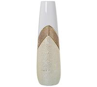 Alexandra House Living Vase Blanc doré argenté céramique Brillante 14 x 14 x 45 cm