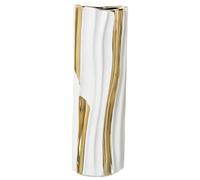 Alexandra House Living Vase Blanc doré céramique 11 x 11 x 33 cm