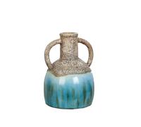 Alexandra House Living Vase Bleu Marron Terre Cuite 20 x 30 x 20 cm avec poignées