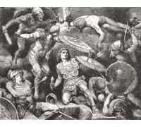 Alexandre le Grand à la bataille de Granicus mai 334 avant JC. Dans cette bataille Alexandre a été stupéfait d'un coup à la tête et en danger de perdre sa vie. Il a été sauvé par Cléitus le noir
