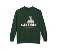Alexandre le Grand - Chandail à col ras-du-cou, style vintage, unisexe en polaire, pull doux, cadeau pour les amateurs d'histoire, Vert forêt, M