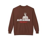 Alexandre le Grand - Chandail à col ras-du-cou, style vintage, unisexe en polaire, pull doux, cadeau pour les amateurs d'histoire, cacao, Medium