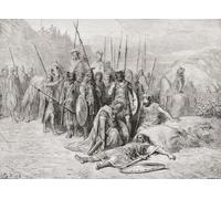 Alexandre le Grand découvre le corps du roi Darius III. Après une œuvre du XIXe siècle par Gustave Dore. Alexandre le Grand 356 avant JC - 323 avant JC. Roi Darius III c.380 BC - 330 avant JC. Poster