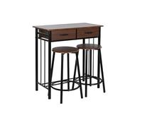 AlexandreHouse Table Set 3 Metal MDF 80X50X84 32X45 Noir